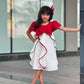 Red ribbon dress