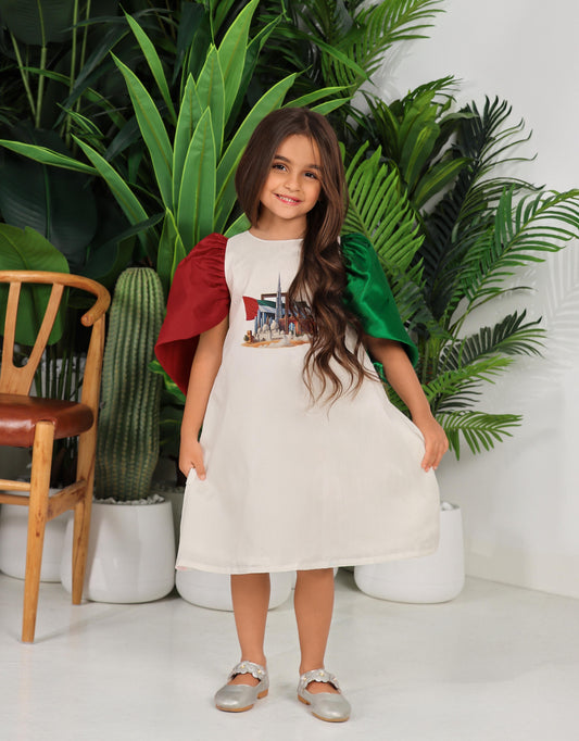 (أبيض) فستان معالم بلادي